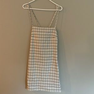 Black and white plaid mini dress